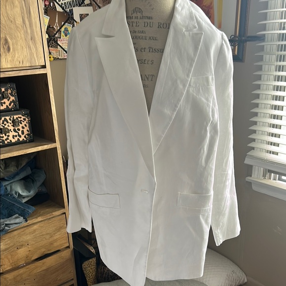 Talbots Jackets & Blazers - Talbots Plus White Linen Long Blazer - 16W